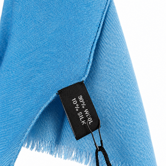 Blue Wool & Silk Scarf 45x180 cm