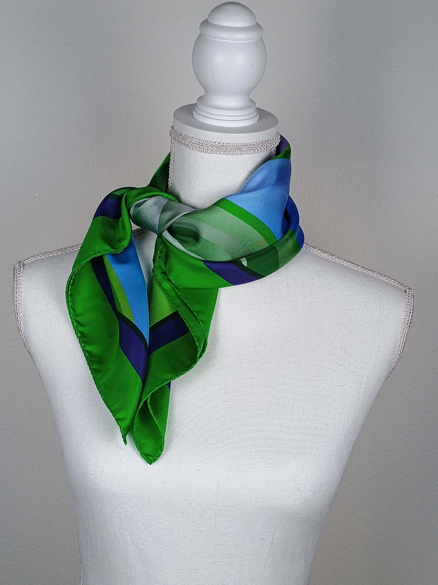 Multi Color with gradients Silk Scarf 70 tied aroud the neck