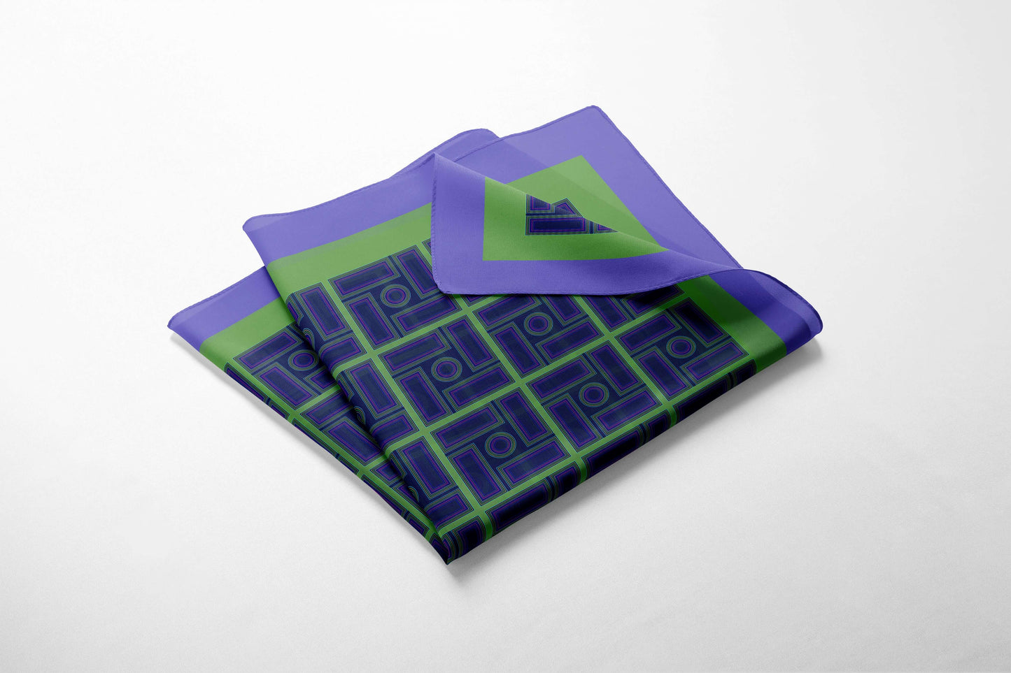 Green-Navy Silk Scarf 70-Inspired of old roman architecture