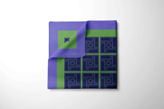 Green-Navy Silk Scarf 70-Inspired of old roman architecture