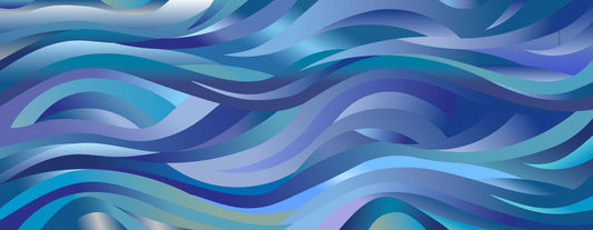  Blue gradient silk scarf 68x180 for women featuring elegant wave patterns and luxurious silk twill fabric.
