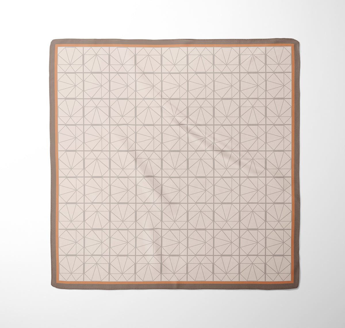 Geometric Beige Silk Scarf 48