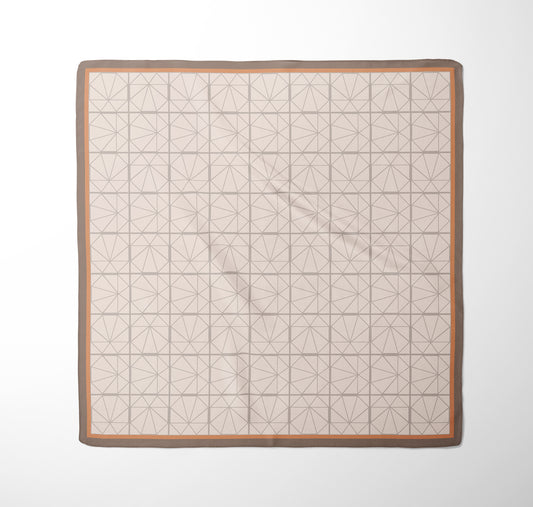 Geometric Beige Silk Scarf 48