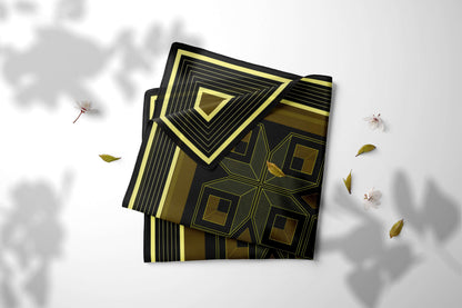 Primium square silk scarf of brown and gold colors 90x90 cm size