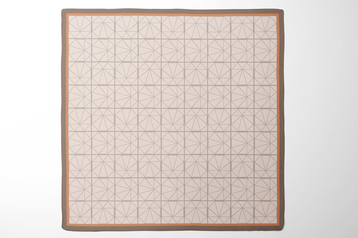 100% Silk scarf 50 for women with cream color geometric pattern design