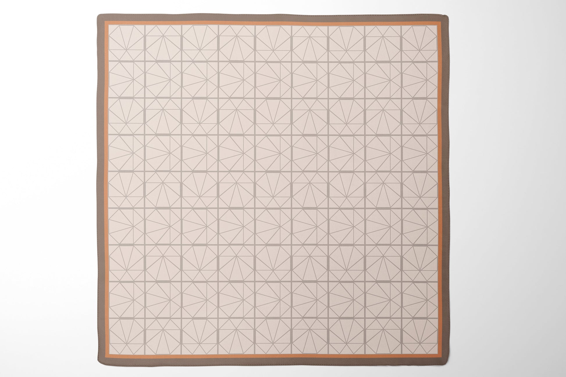 100% Silk scarf 50 for women with cream color geometric pattern design