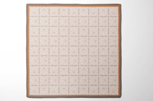 100% Silk scarf 50 for women with cream color geometric pattern design