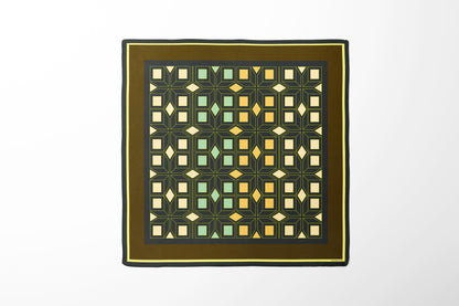 Square fabric with geometric pattern on a white background