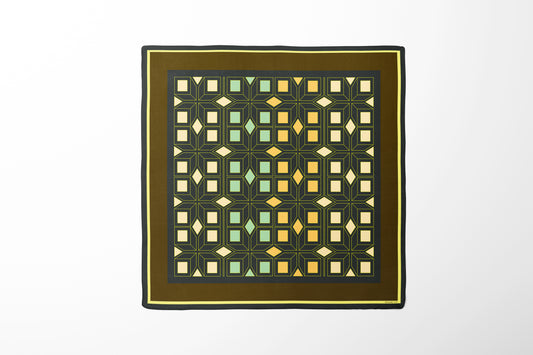 Square fabric with geometric pattern on a white background