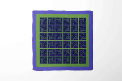 Green-Navy Silk Scarf-Inspired of old roman architecture