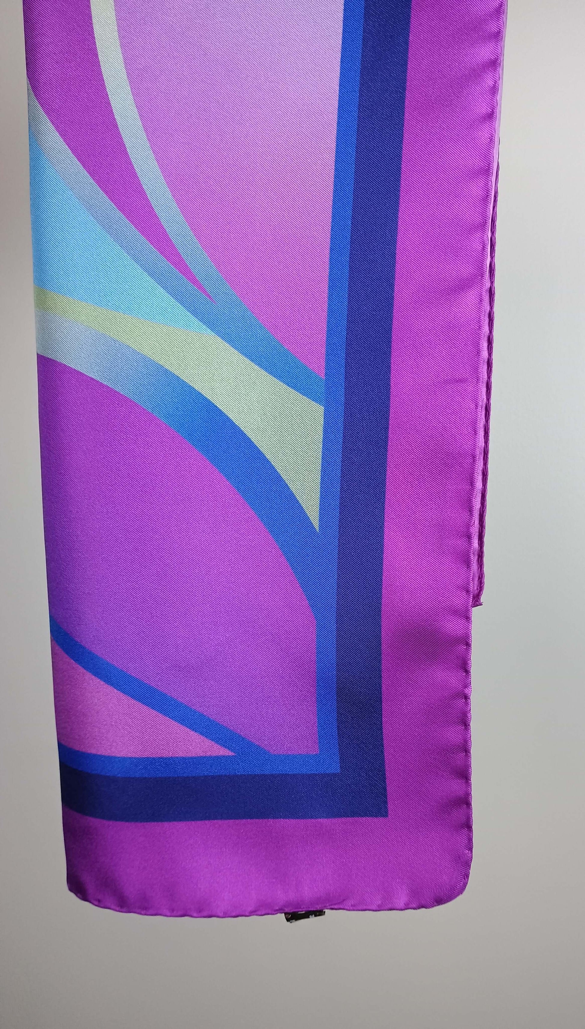 Pink & Blue with gradients Silk Scarf 70-Machine/Hand Hemming