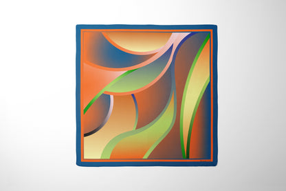 Silk scarf 50 / 70 for women of gradient orange viens pattern