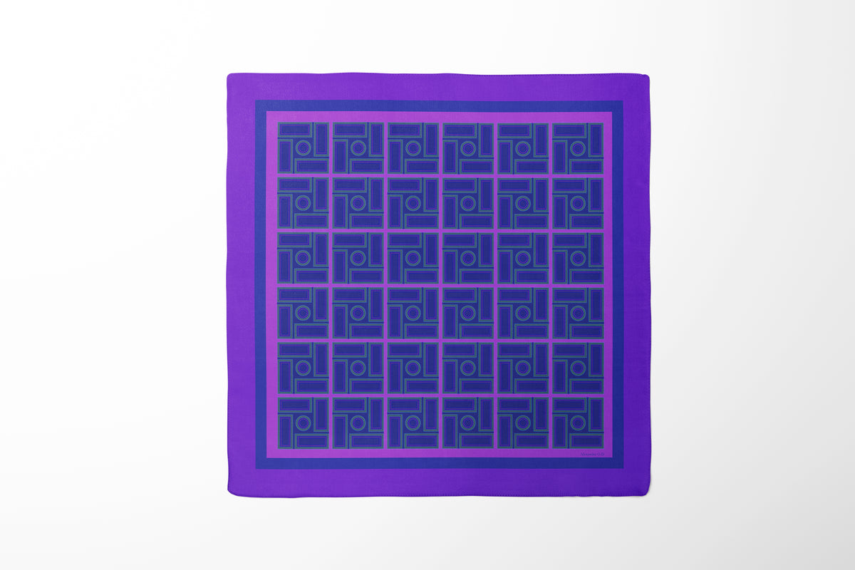 Magenta Navy Silk Scarf-Inspired of old roman architecture