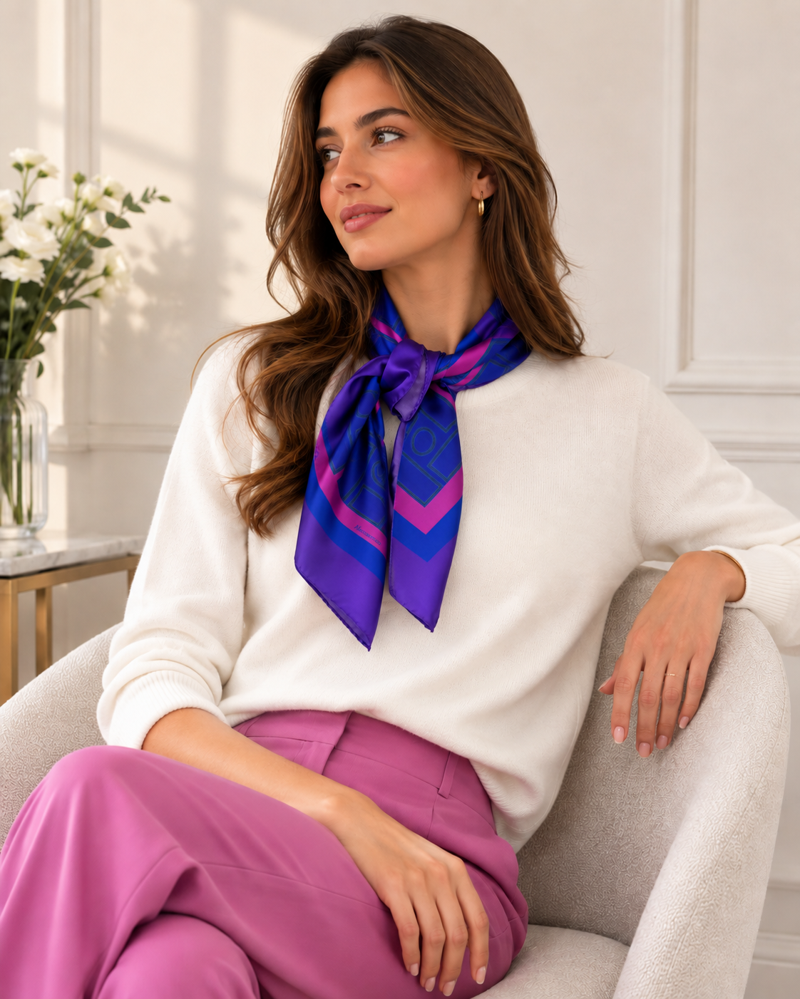 Roman Magenta Silk Scarf 68