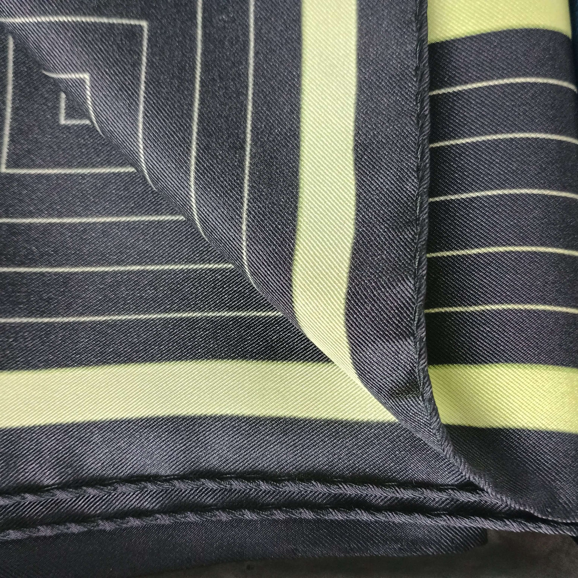 Square Striped silk scarf of brown and gold 90- Machine/ Hand Hemming
