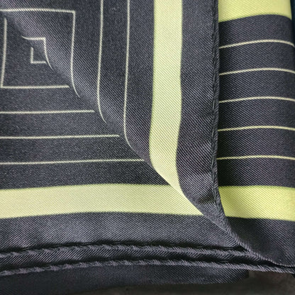 Square Striped silk scarf of brown and gold 90- Machine/ Hand Hemming